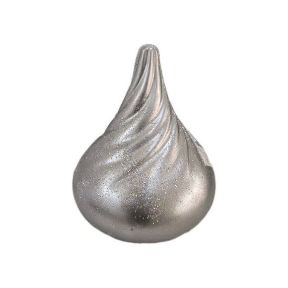 57076c52-41ab-4718-9ebe-  New Holiday Large Silver Glitter Christams Kisses Hershey Kiss Figurine Statue